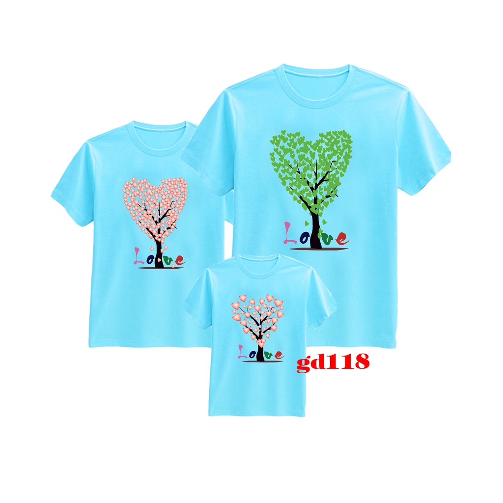 đồng phục gia đình, đồng phục gia đình tại tphcm in cây trái tim -- [Giá niêm yết là giá của 1 áo]