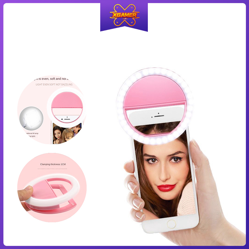 [Ready Stock] Xgamer Beauty Flash Selfie Lights Portable Selfie LED Three Tiers Dimmable Ring Light Mobile Phone Light For Smartphone