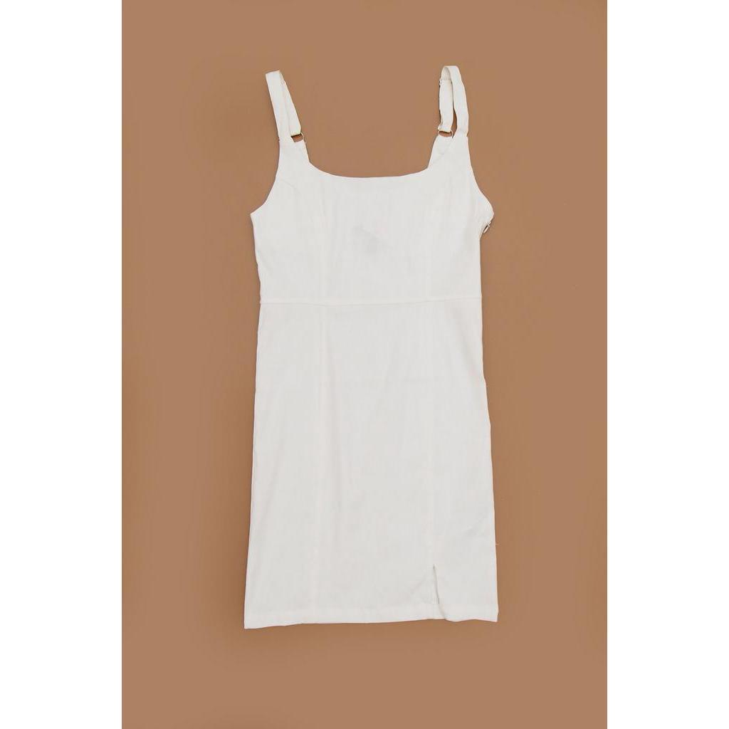 Đầm linen body hai dây, dây kéo bên hông F21