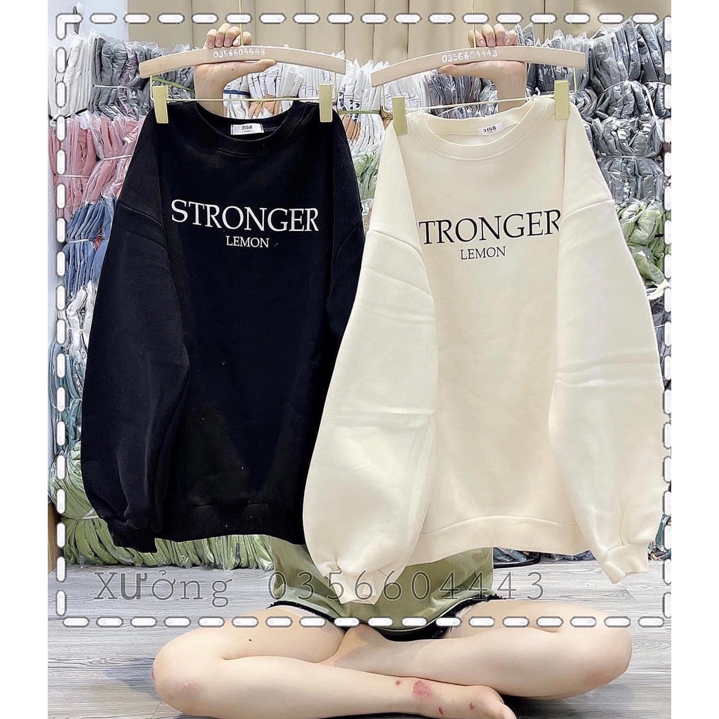 Áo Nỉ Sweater STRONGER  Chất  Nỉ Cotton Trần Bông Form Thụng Tay Bồng Phối Gì Cũng Đẹp