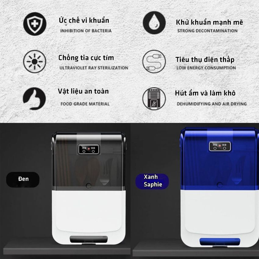 Máy Sấy và Khử Khuẩn Đũa Thìa Thông Minh bằng tia UV Sấy Khô Nhanh Chống Ẩm Mốc - Bảo Hành 1 Đổi 1 Angola
