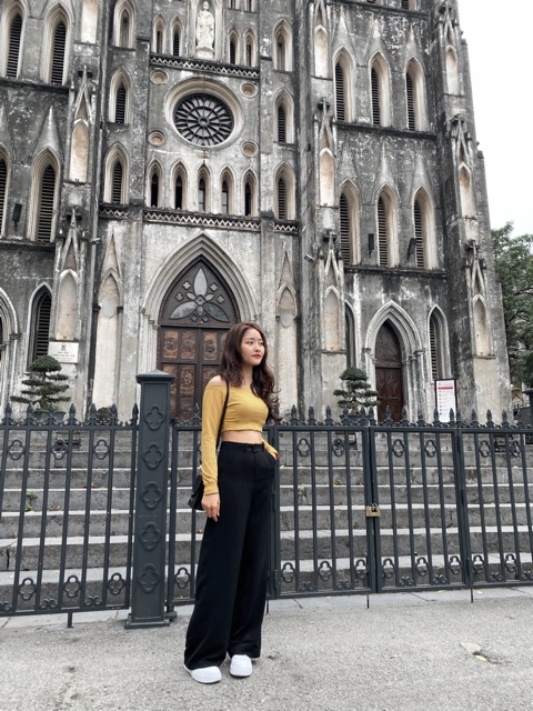 Quần culottes ống rộng, dáng dài, ảnh thật