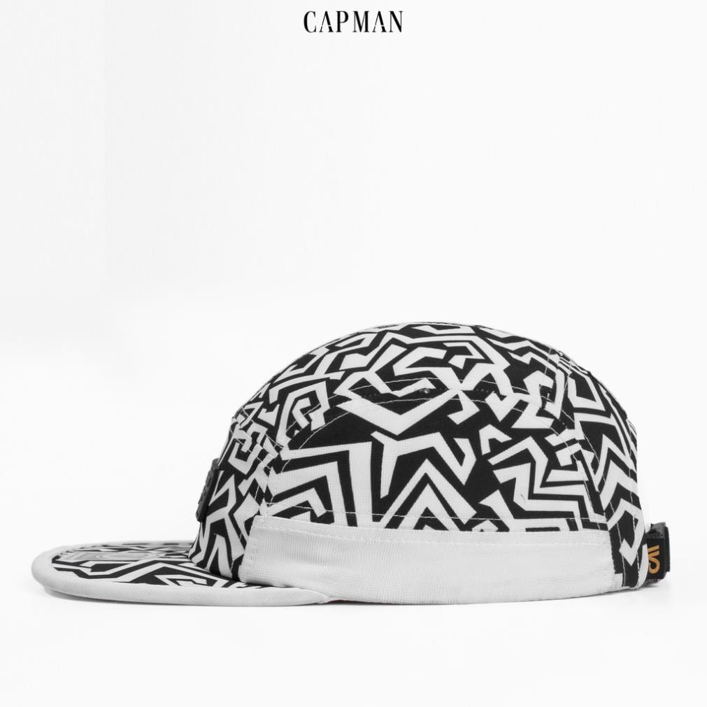 Mũ lưỡi trai CAPMAN chính hãng full box, nón kết nam snapback vải dù CM120 họa tiết đen trắng