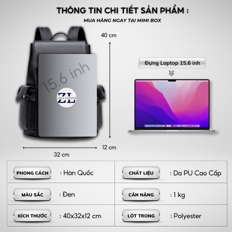 Balo thời trang ulzzang nam nữ,Vải cao cấp chống nước, Đựng Laptop - MiMiBOX