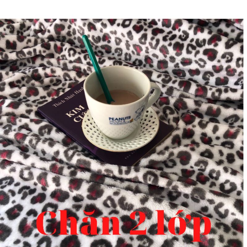 Mền lông tuyết 2 lớp họa tiết beo (2mx2m4)