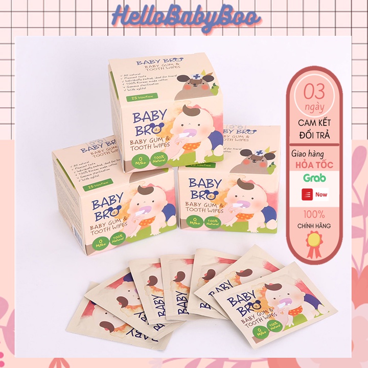 Gạc Rơ Lưỡi Baby Bro Cho Bé - Chính Hãng Hàn Quốc (Hộp 25 miếng)