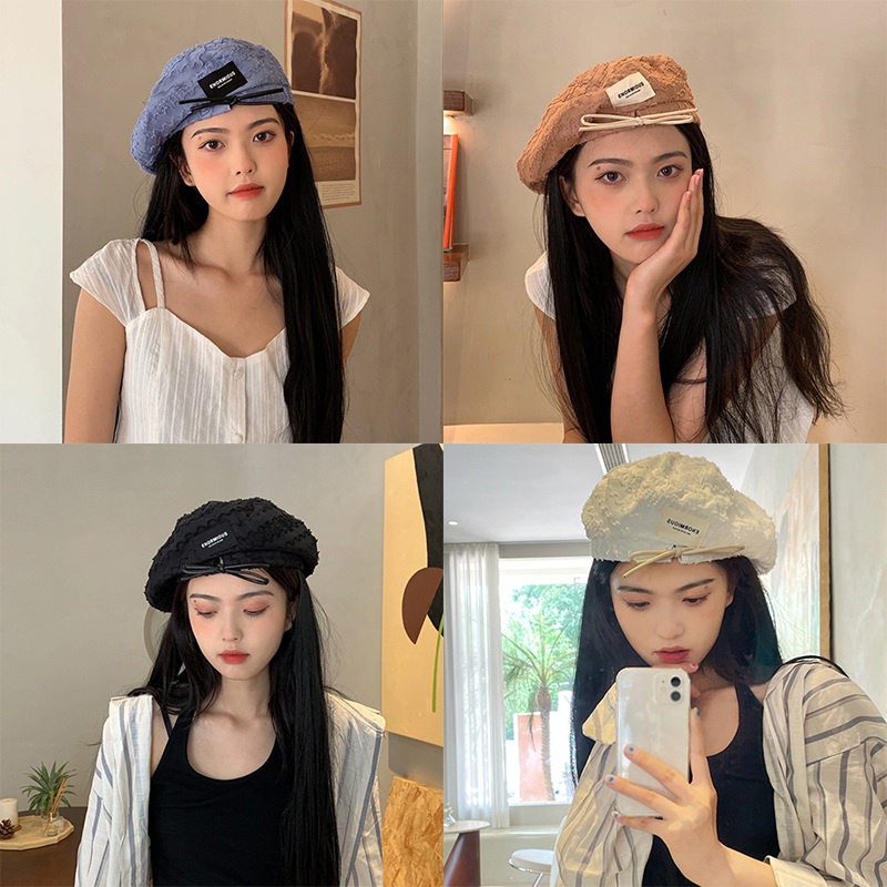 Mũ Beret Mỏng Màu Trơn Phong Cách Thời Trang Hàn Quốc Cho Nữ