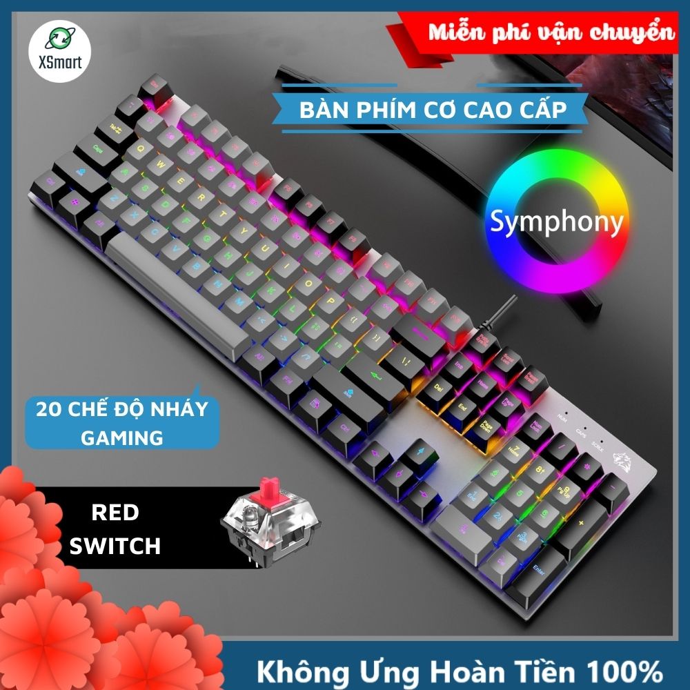 Bàn Phím Cơ Gaming Cao Cấp K1 Có 20 Chế Độ Nháy LED RGB Cực Đẹp, Sử Dụng Trục Cơ Red Switch Gõ Siêu Êm Bản Nâng Cấp 2023