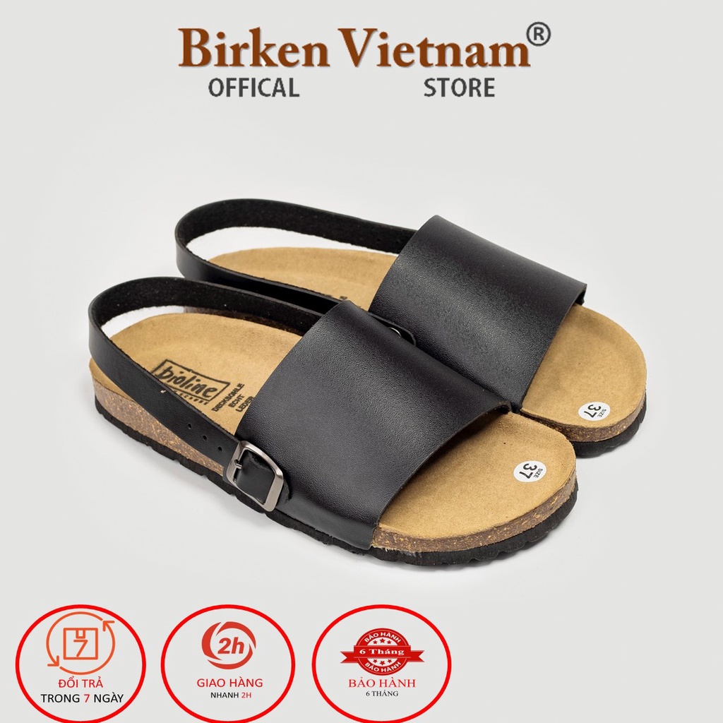 MÃ PU22 Sandal DA PU Đế Trấu Quai Ngang Unisex Birken Vietnam Bioline