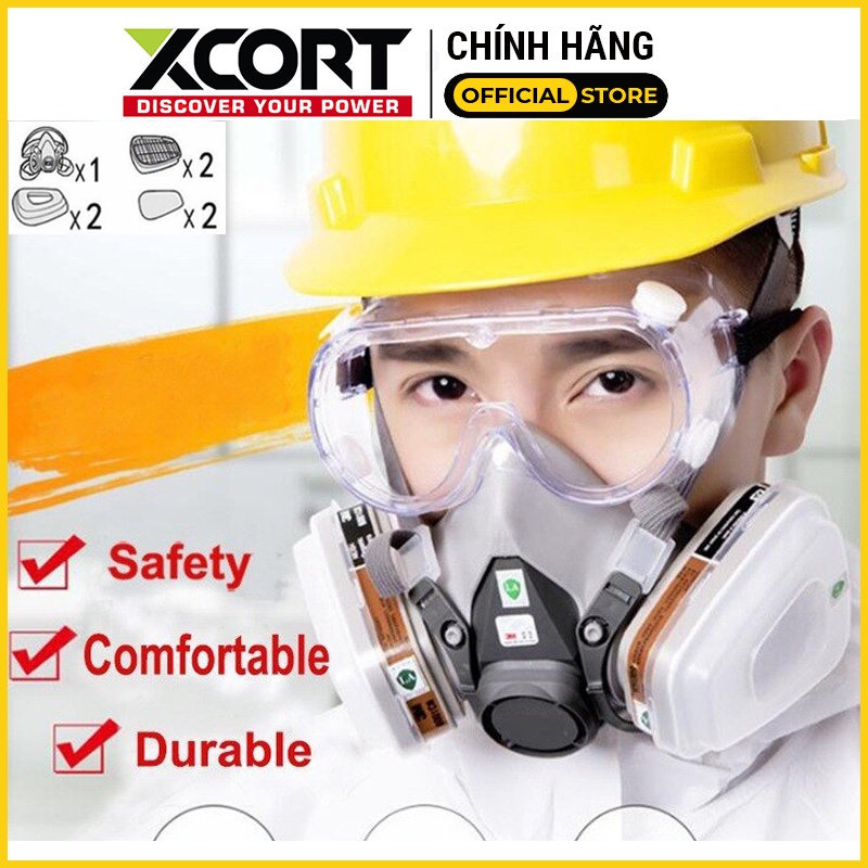 [TẶNG KÍNH]Mặt Nạ Phòng Độc 3.M 6200 có kính Bộ Full, Chống Độc, Phun Sơn, Hóa Chất, Thuốc Trừ Sâu