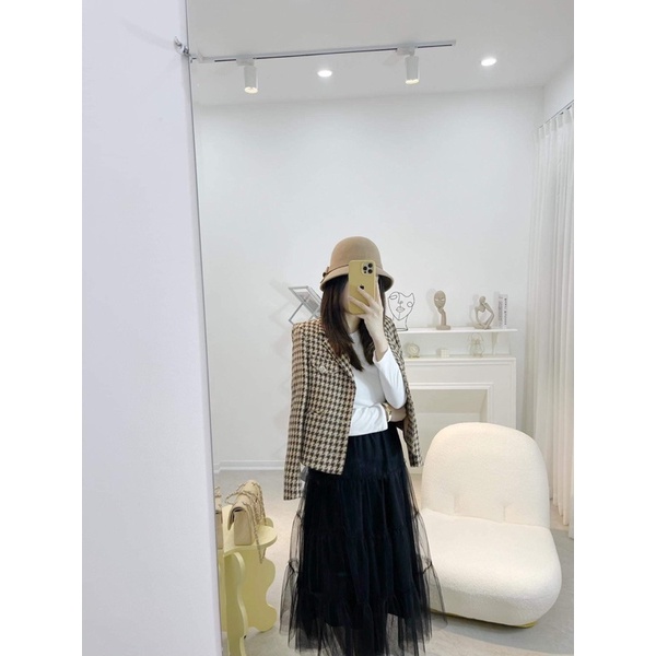 Áo dạ tweed kẻ nâu by MULLET