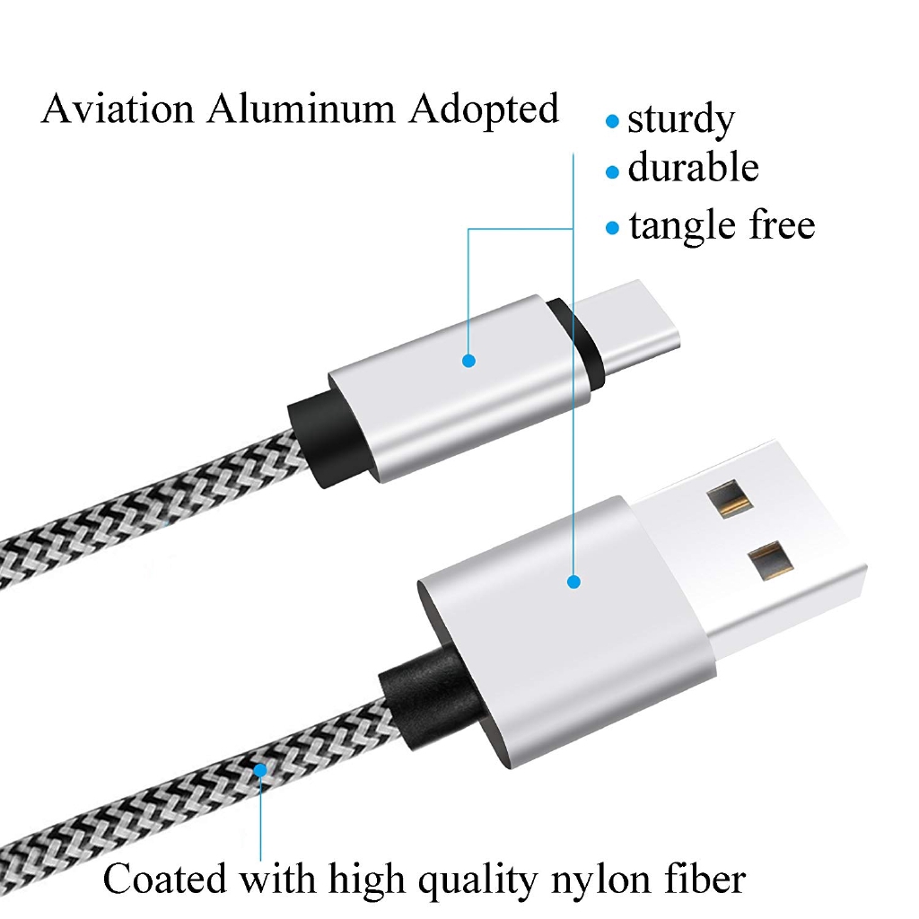 Dây cáp sạc dữ liệu USB loại C dài 3m dành cho điện thoại For  Huawei Samsung Xiaomi