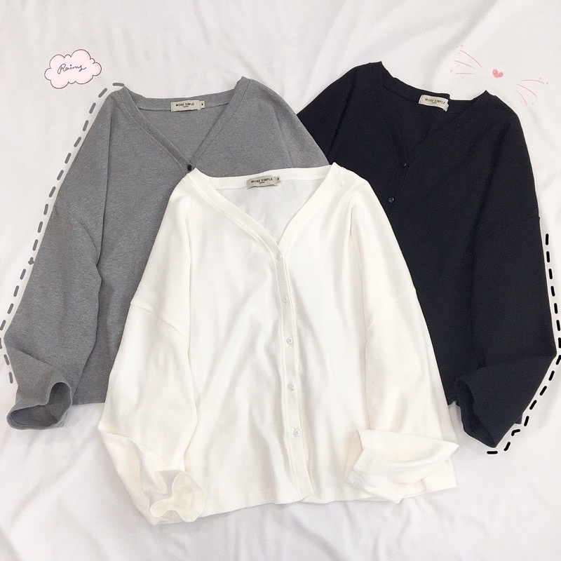 Áo Khoác trắng Jem Closet Nỉ Cadigan Hàn Trơn Form Lửng Rộng Ulzzang Simple Unisex (Hình thật 100%)