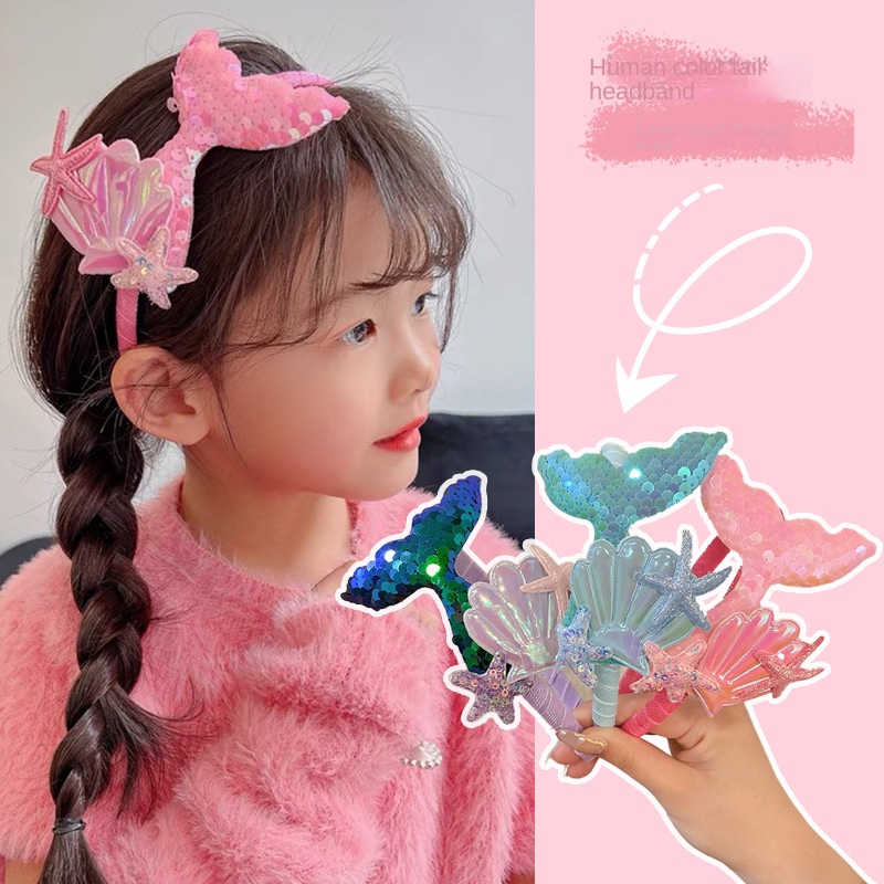 Băng Đô Cài Tóc Họa Tiết Hoạt Hình Đính Sequin Lấp Lánh Xinh Xắn Cho Bé Gái