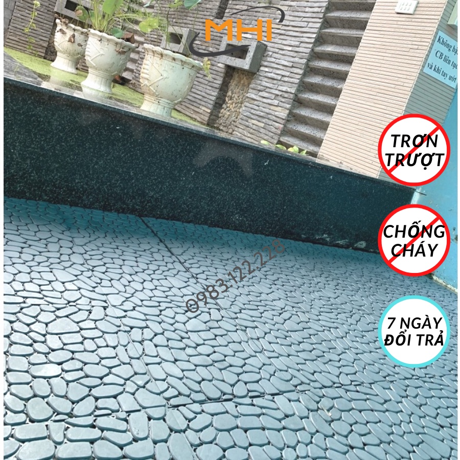Vỉ Nhựa Lót Sàn Ban Công Bản To 31cm*31cm Kiểu Viên Sỏi. Tấm nhựa lót sàn Nhà Tắm/Hồ Bơi/Sân Thượng/Sân Vườn