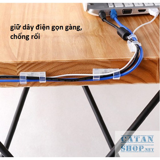 Nẹp dây điện dán tường treo giữ cố định dây sạc, cáp sạc thông minh GD468-NepDD,bộ kẹp đi dây điện 20 cái có kèm keo dán