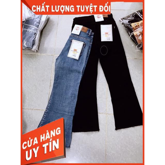 Quần jeans đen ống loe lưng cao- hình thật jeans vnxk cao cấp