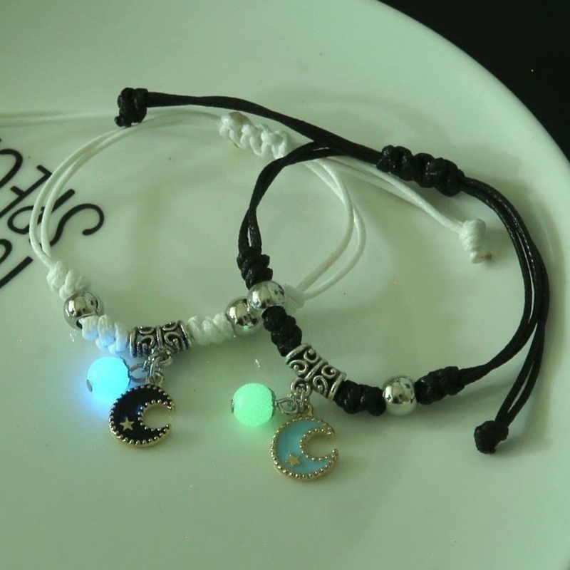 Set 2 Vòng Tay Dây Bện Thủ Công Dạ Quang Có Thể Điều Chỉnh Kích Thước