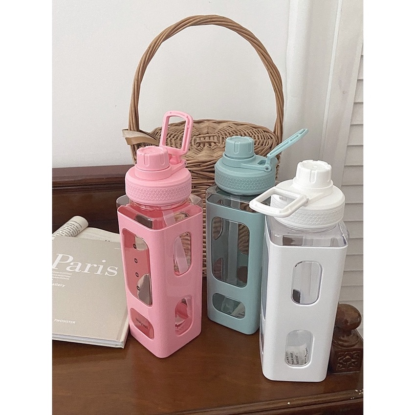 Bình Nước Nhựa Hình Vuông Chịu Nhiệt Độ Cao 900ml