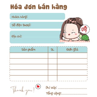 [ Hàng Sẵn ] Hóa Đơn Bán Hàng Mini 1 Liên Rùa
