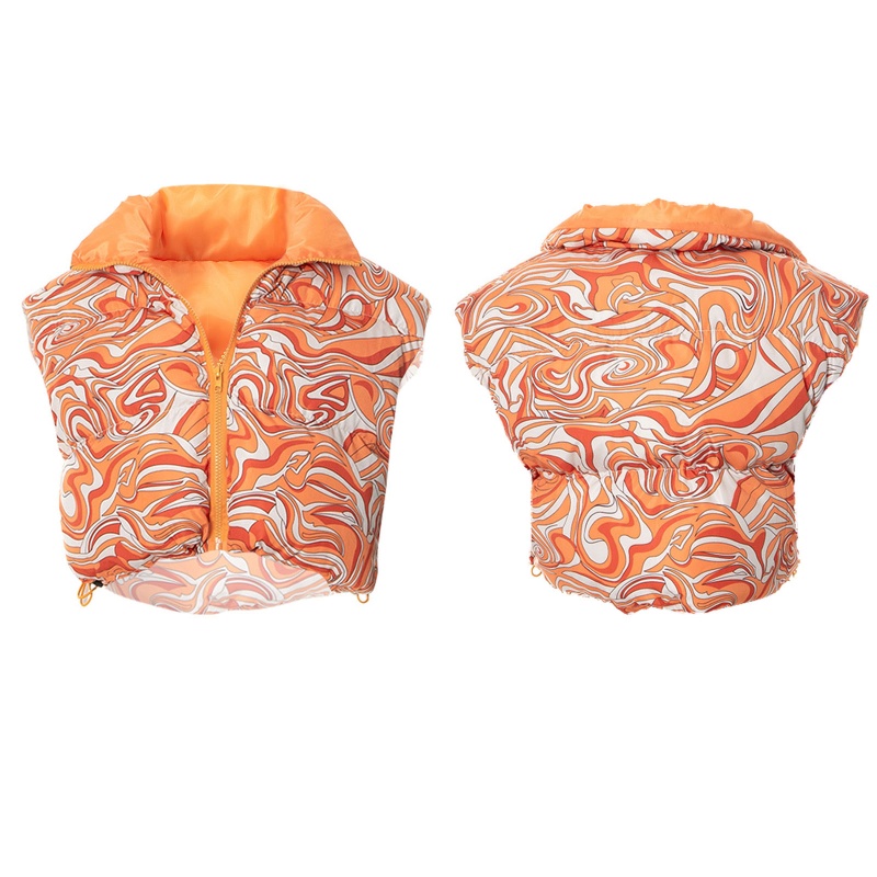 ✿ Áo Khoác Cotton Không Tay Có Khóa Kéo In Họa Tiết Hoa Thời Trang Đường Phố Cho Nữ