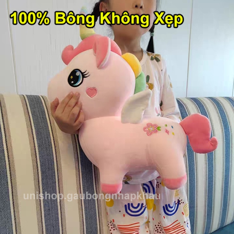 Gấu Bông Ngựa Unicorn Pony 1 Sừng Dáng Đứng Màu Hồng Có Cánh_Unishop