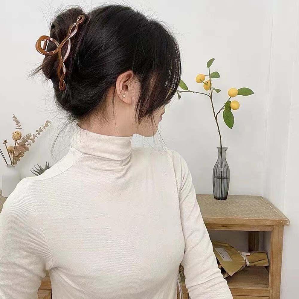 Kẹp Tóc Càng Cua Bằng Nhựa Họa Tiết Hình Học Màu Kẹo Ngọt Kiểu Pháp Dễ Thương Cho Nữ