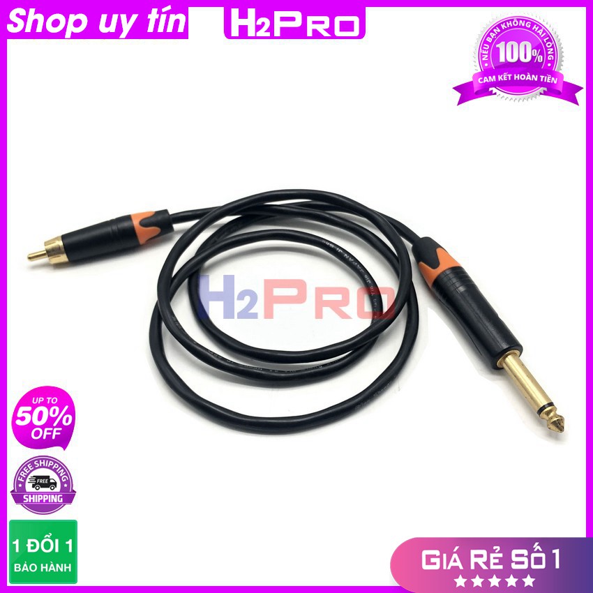 1 Dây 6 Ly Ra Av Hoa Sen, Dây Tín Hiệu Chuyển Đổi 6 Ly (6.5Ly) Ra Rca Hoa Sen Av Cao Cấp Dài 1M, Chống Nhiễu-H2Pro Audio