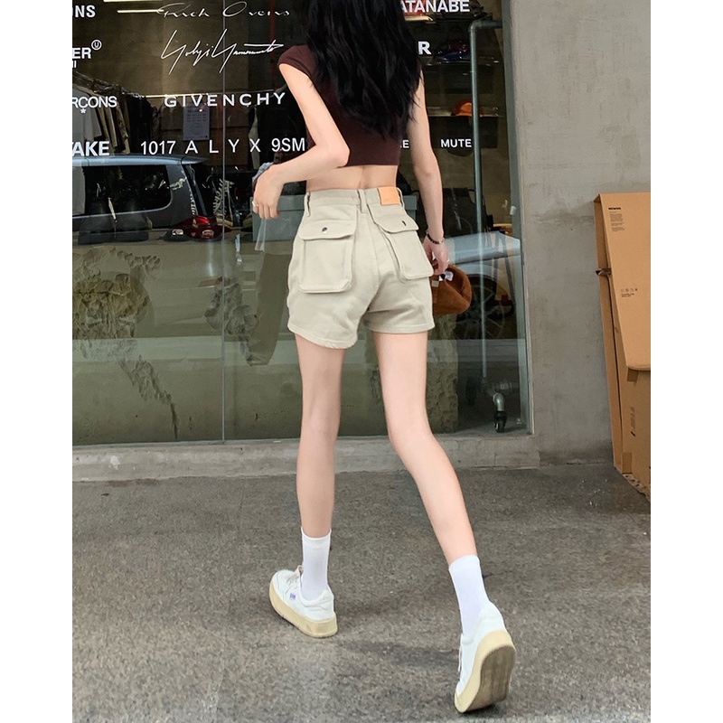Quần Short Denim Lưng Cao Ống Rộng Thời Trang Mùa Hè Dễ Phối Đồ Cho Nữ