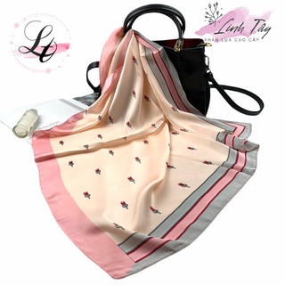 Khăn Lụa Vuông Khăn Quàng Cổ Khăn Thắt Nơ Quấn Túi Màu Đen Trắng Cao Cấp Linh Tây- Siêu Mềm Mịn, Không Kích Ứng Da 70*70