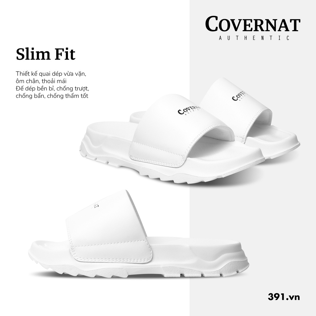 Dép cao cấp unisex COVERNAT TRẮNG đế cao 4cm