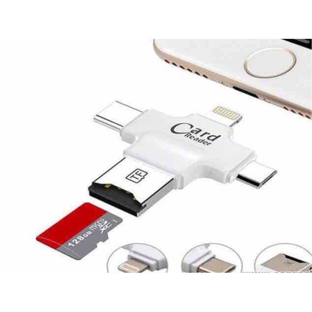 Đầu đọc thẻ Microsd cho Các Máy Điện Thoại Iphone - Samsung - Android - Pc Otg 4 in 1