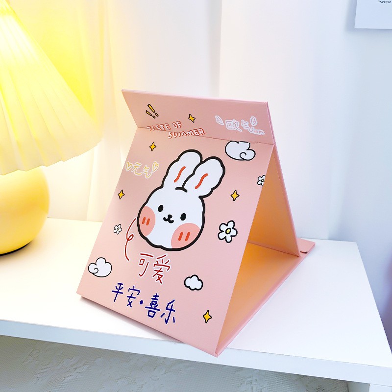 Gương trang điểm mini kèm lược cute cầm tay gấp gọn bỏ túi dễ thương Gương trang điểm gấp giấy cô gái Nhật Bản