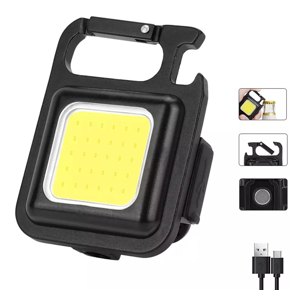 Đèn pin led  siêu sáng tích hợp móc khóa đa năng chống nước, sạc USB tiện dụng, Đèn Led mini cầm tay COB