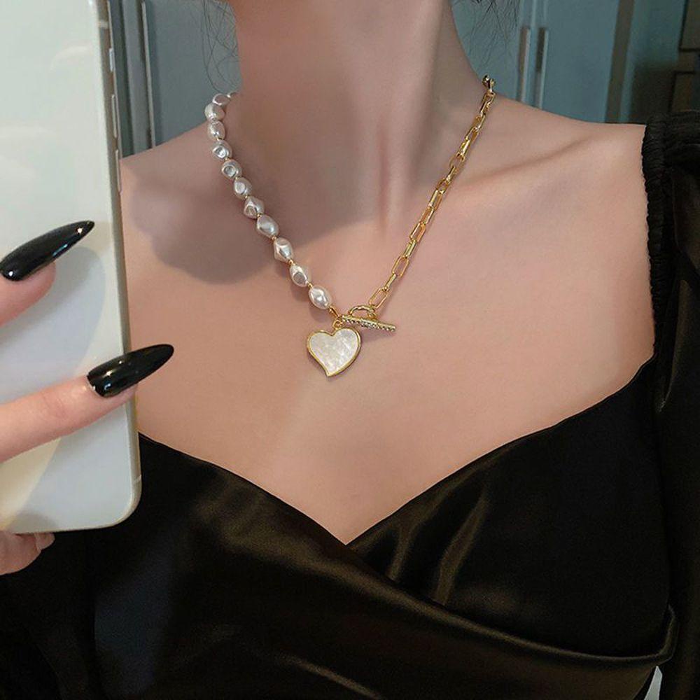 AROMA Vòng cổ Mặt Hình Trái Tim Phong Cách Hàn Quốc Cổ Điển Cho Nữ