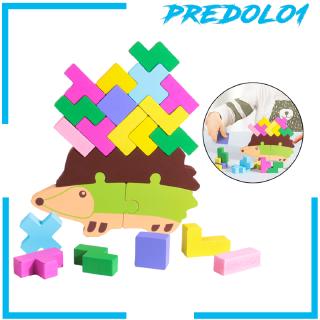 [PREDOLO1] 20Pcs Children Wooden Colored Stacking Game Building Block Kids Puzzle Toy