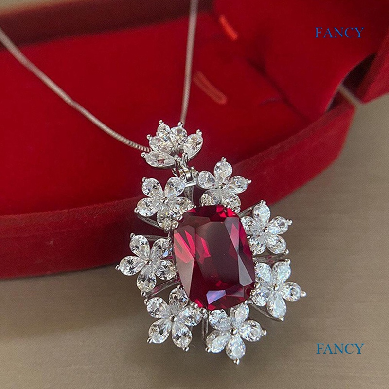 Vòng cổ Đính Đá Zircon Đỏ Thời Trang Sang Trọng Cho Nữ