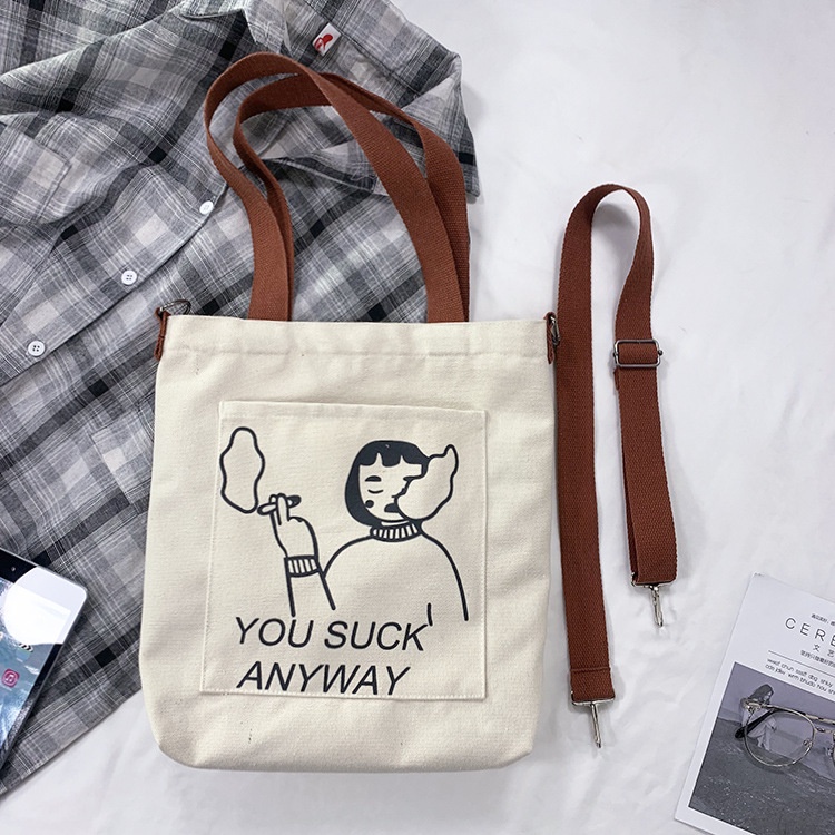 Túi Xách Vải Canvas Kích Cỡ Lớn Kiểu Dáng Dễ Thương Xinh Xắn Dành Cho Nữ