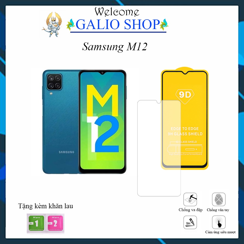 Kính cường lực Samsung M12 full mà trong suốt 9D CAO CẤP độ cứng 21H TẶNG KÈM KHĂN LAU [FM]
