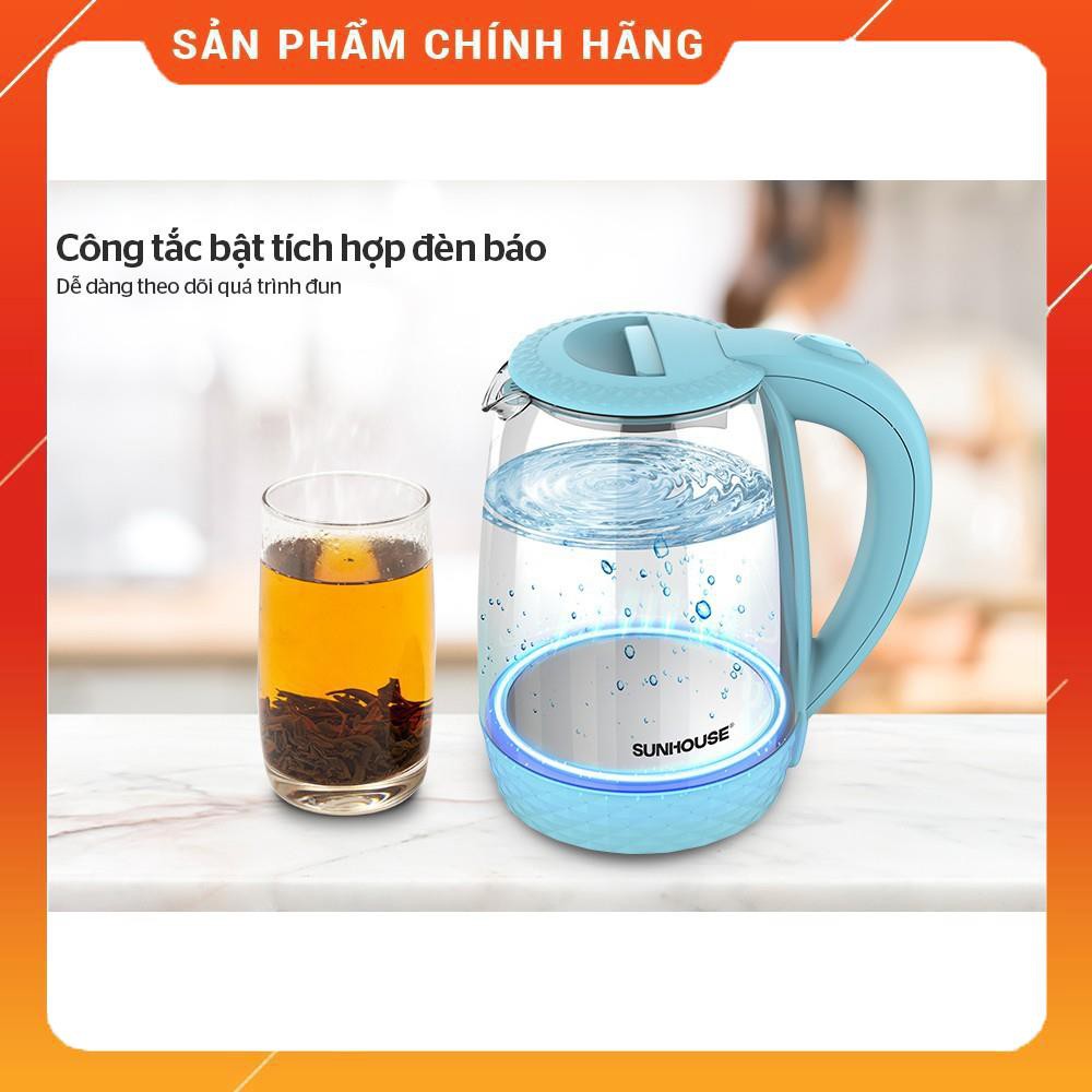 [Mã 44ELSALE2 giảm 7% đơn 300K] Ấm siêu tốc thuỷ tinh 1.8L SUNHOUSE SHD1215