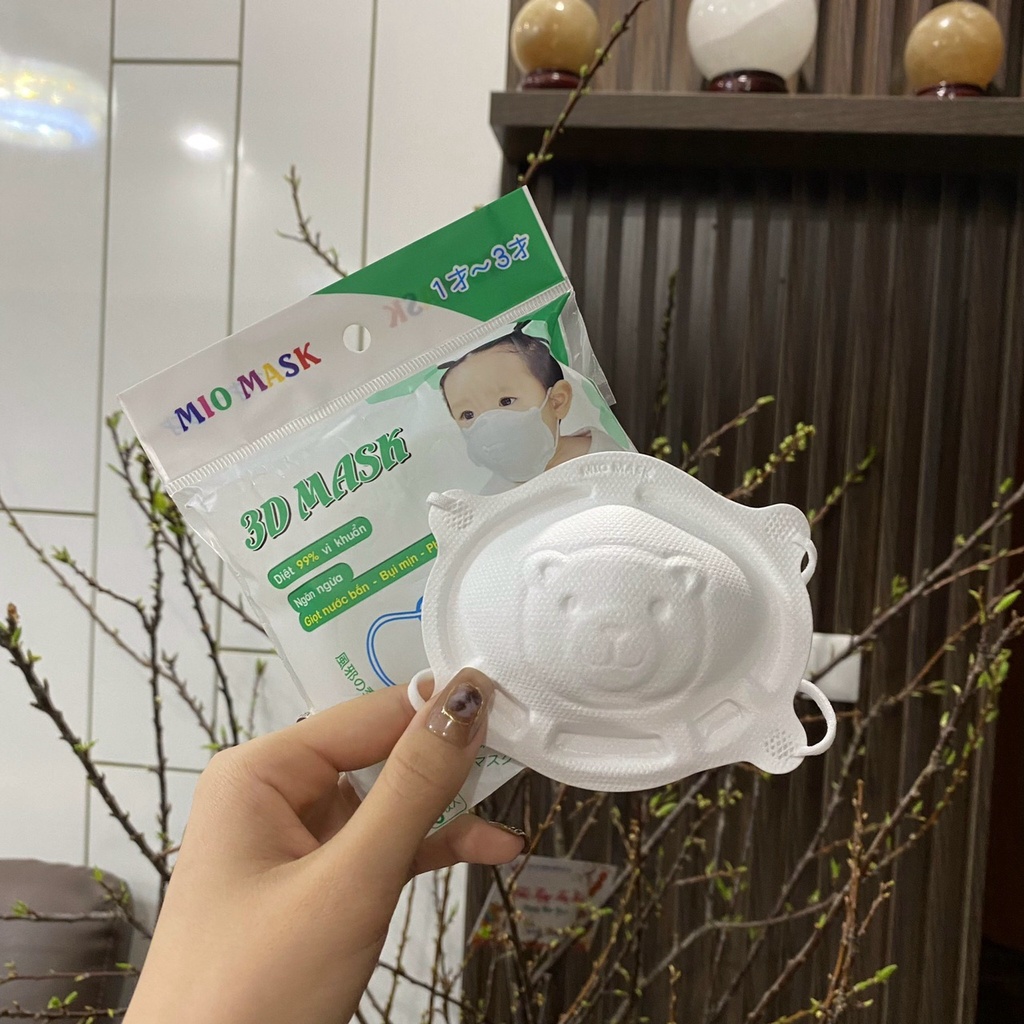 Khẩu Trang Gấu Trẻ Em Uni Mask 3D Hình Gấu Kháng Khuẩn Chống Bụi Mịn Cho Bé