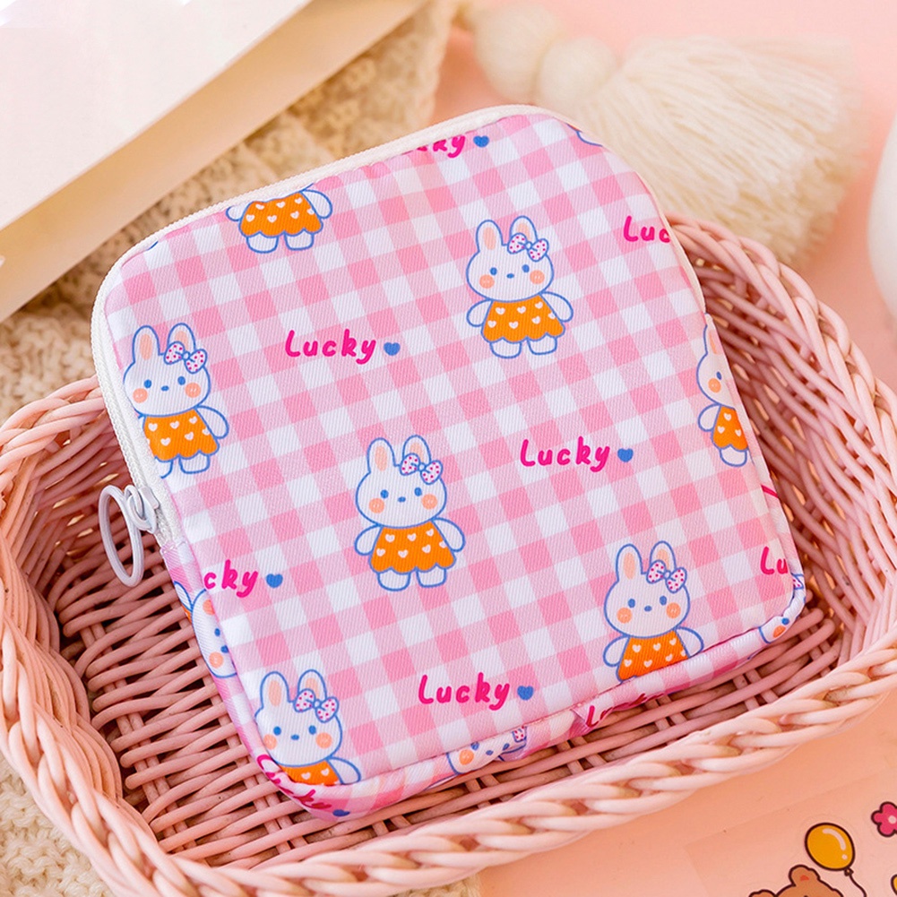 Túi Đựng Băng Vệ Sinh / Đồ Trang Điểm Bằng Cotton Có Khóa Kéo Tiện Dụng Cho Nữ