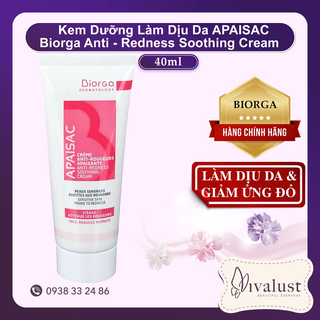 Kem Dưỡng Làm Dịu Da APAISAC Biorga Anti - Redness Soothing Cream (40ml) - Dành Cho Da Bị Ửng Đỏ và Nhạy Cảm