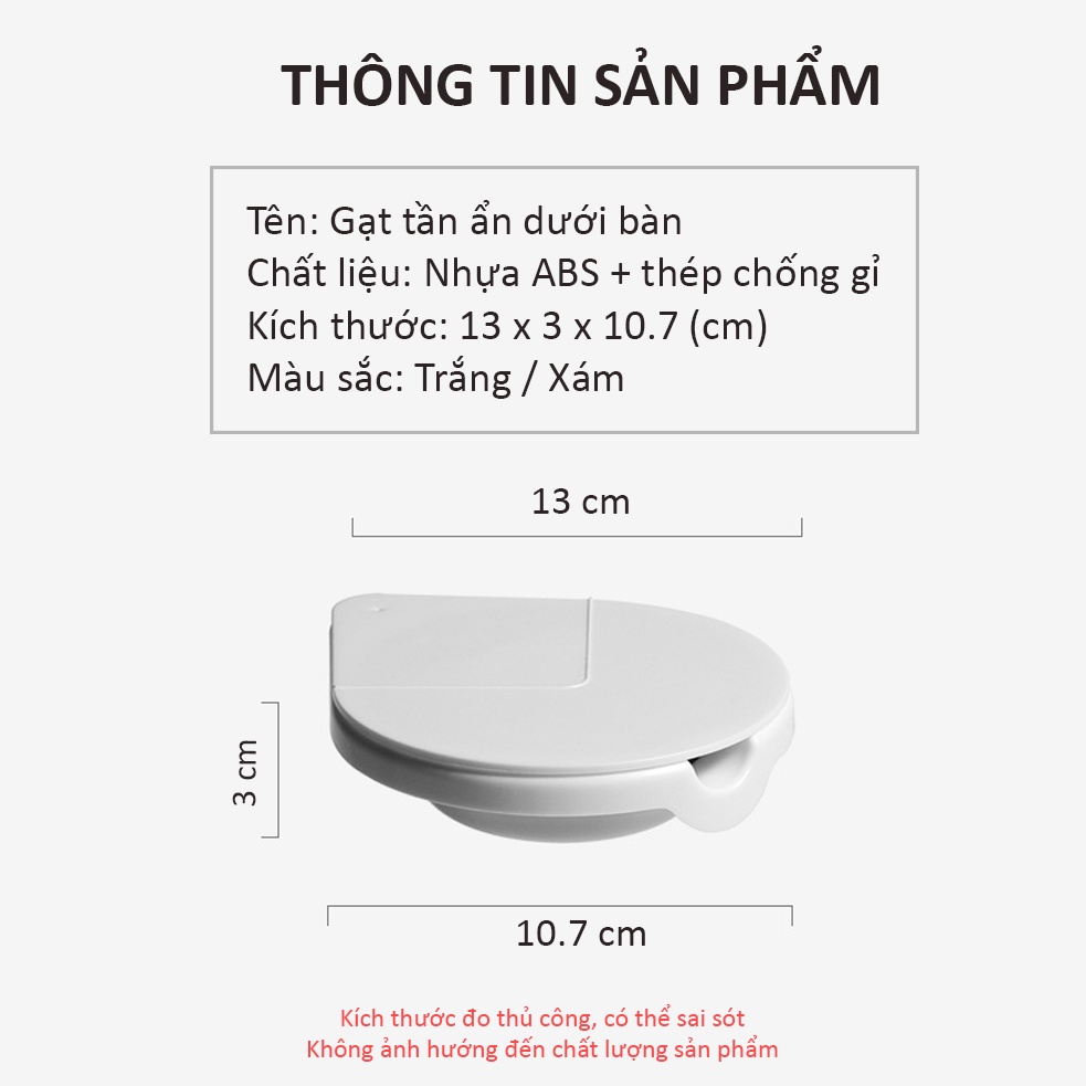 gạt tàn thuốc tàng hình dán dưới mặt bàn bằng thép không rỉ Mã sp: GTT921