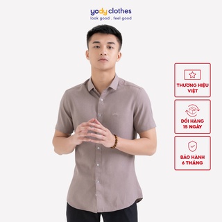 Áo sơ mi nam YODY tay ngắn vải melange thoáng mát SCM3030