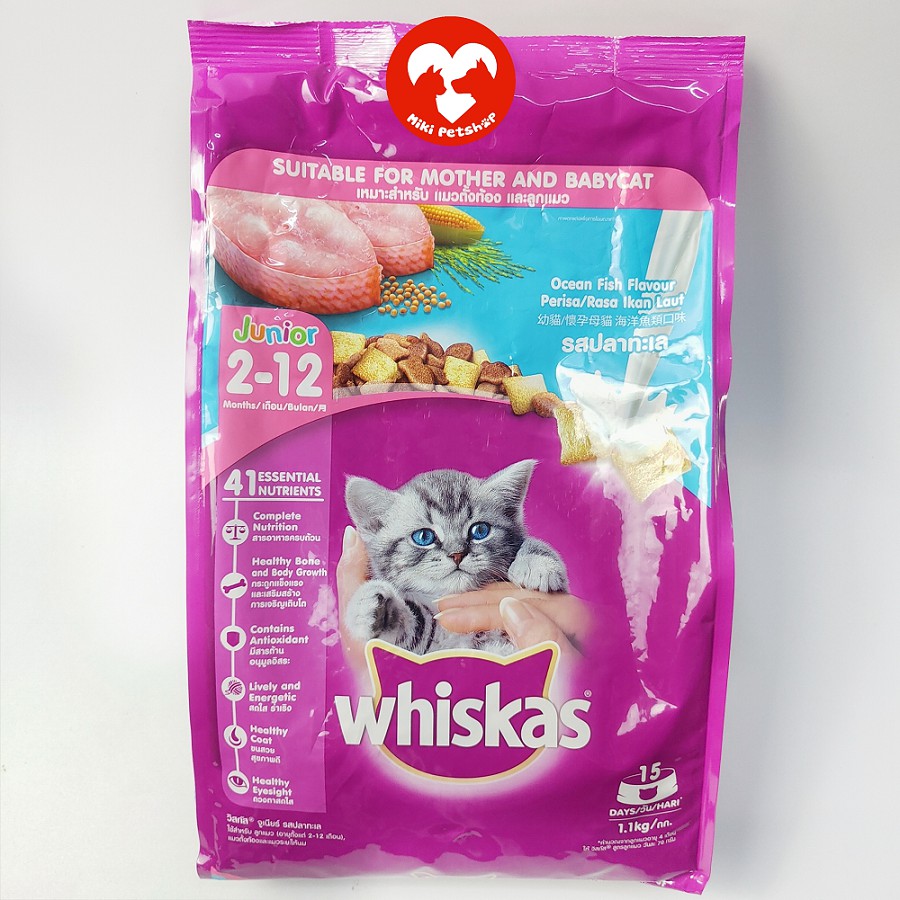 Thức Ăn Cho Mèo Con Hạt Whiskas 1.1kg Đủ Vị - Miki Petshop