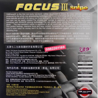 MẶT VỢT BÓNG BÀN 729-FOCUS III