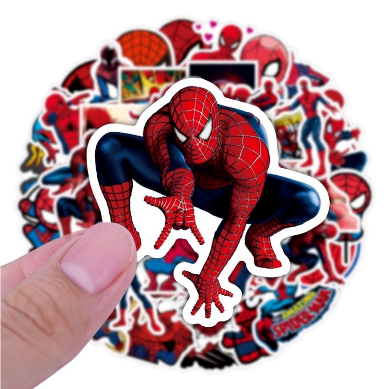 Z & M❀ Hình Dán Người Nhện ❀ Bộ 50 Miếng Dán Chống Thấm Nước Hình Siêu Anh Hùng