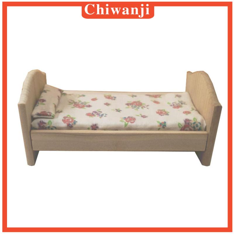 Mô Hình Giường Ngủ Mini Phong Cách Retro Tỉ Lệ 1/12 Trang Trí Nhà Búp Bê