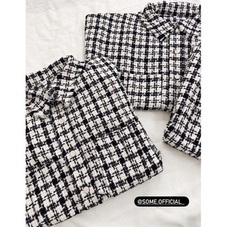 Sơmi Dạ Tweed Kẻ Caro